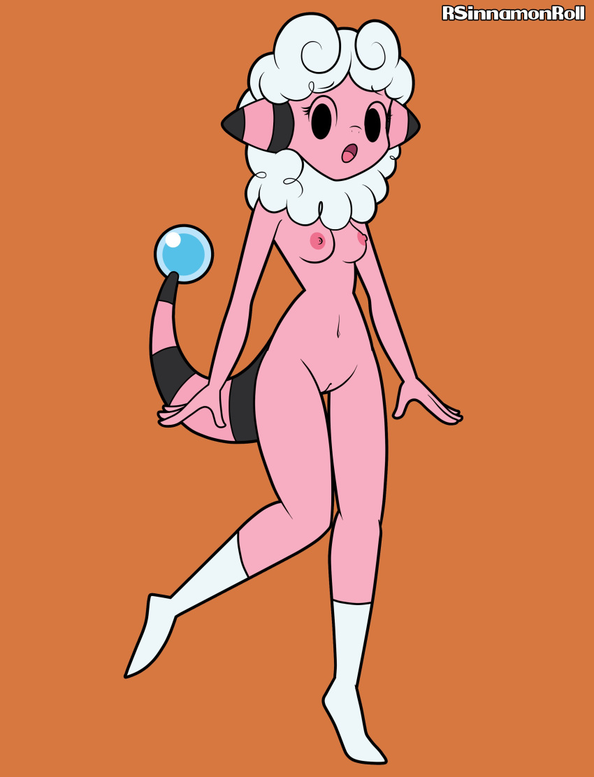 1girls anthro breasts caprine flaaffy functionally_nude humanoid pink_skin pokemon pokemon_gsc pussy rsinnamonroll sheep solo solo_female tail