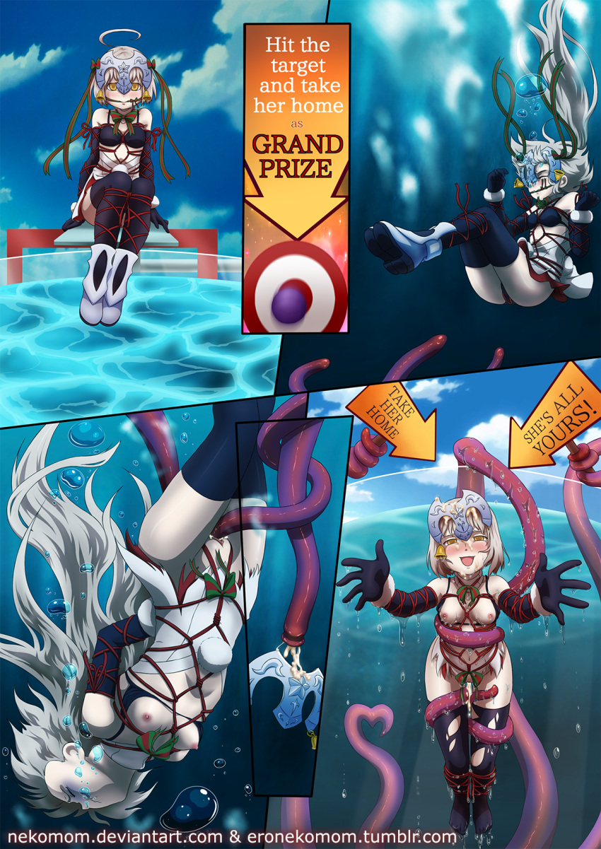 bondage dunk_tank fate/grand_order fate_(series) jeanne_d'arc_(fate) jeanne_d'arc_alter_santa_lily_(fate) nekomom nipples questionable_consent sex tagme tentacle tentacle_sex underwater underwater_sex