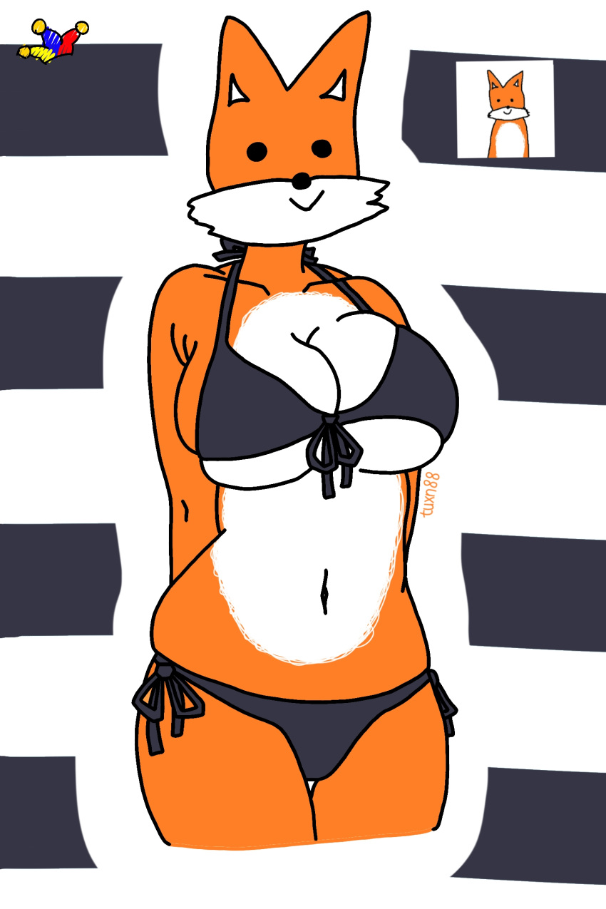 bikini black_bikini coquetell fox fox_ears genderswap ifunny meme orange_and_white orange_fur youtuber