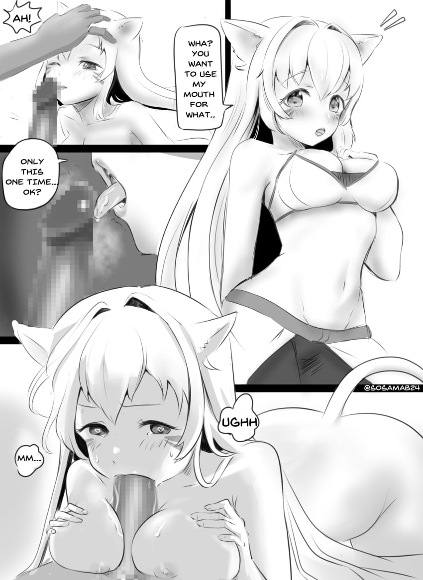 big_breasts blowjob cat_ears cat_tail catgirl indie_virtual_youtuber large_breasts nekomimi paizuri sosamab24 squeezing_breast taiki_rin titjob virtual_youtuber