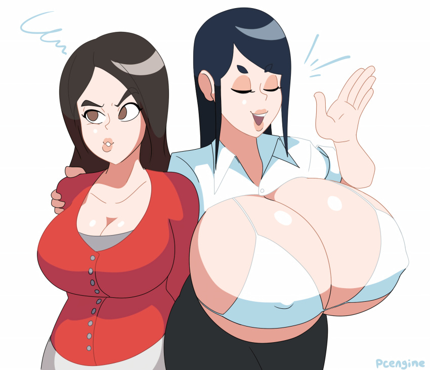 1girls annoyed big_breasts bra breast_envy breasts_bigger_than_head breasts_bigger_than_torso breasts_out closed_eyes enormous_breasts gigantic_breasts huge_breasts hyper hyper_breasts long_hair massive_breasts pcengine presenting_breasts proud smug tagme white_bra