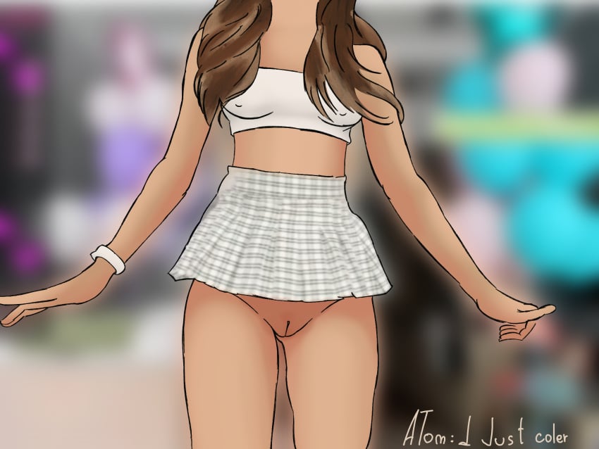 ariana_grande bracelet celebrity female female_only hairless_pussy i_just_coler innie_pussy long_hair nipple_bulge pussy pussy_juice skirt topwear uncensored useless_clothing