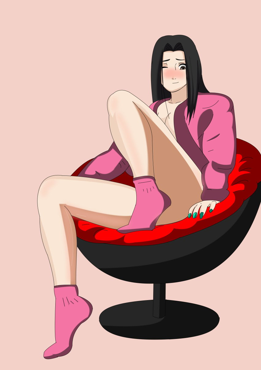 black_hair capitan_hentai chair gay gender_transformation haku_(naruto) naruto naruto_(series) rule_63 sitting socks trap