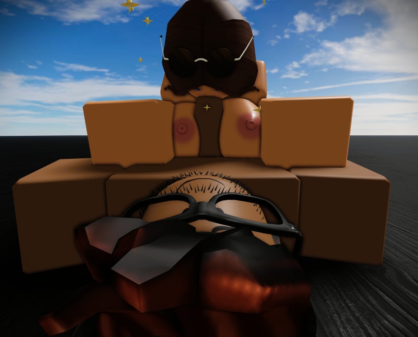 1boy 1girls 3d big_ass big_breasts black_glasses blowjob brown_glasses brown_hair laying_down paizuri patatrr34 request requested roblox robloxian self_upload sucking sucking_penis tagme