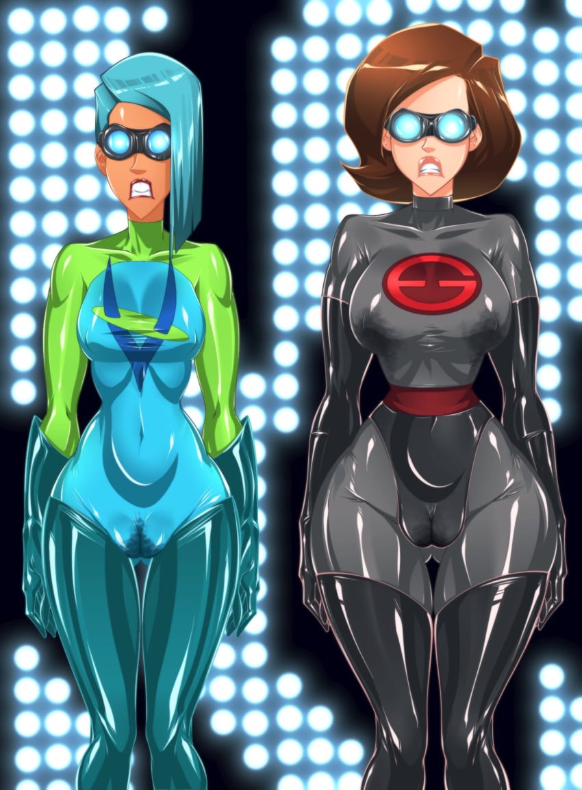 2girls alternate_costume ass big_breasts blue_hair breasts busty chest curvaceous curvy curvy_figure digital_media_(artwork) disney elastigirl elastigirl_(the_incredibles_2_supersuit) female female_focus helen_parr hero heroine hips hourglass_figure human karen_fields legs light-skinned_female light_skin lips lower_body mature mature_female multiple_girls omiiverse pixar slim_waist superhero superheroine the_incredibles the_incredibles_2 thick thick_legs thick_thighs thighs upper_body voluptuous voyd_(the_incredibles) waist wide_hips