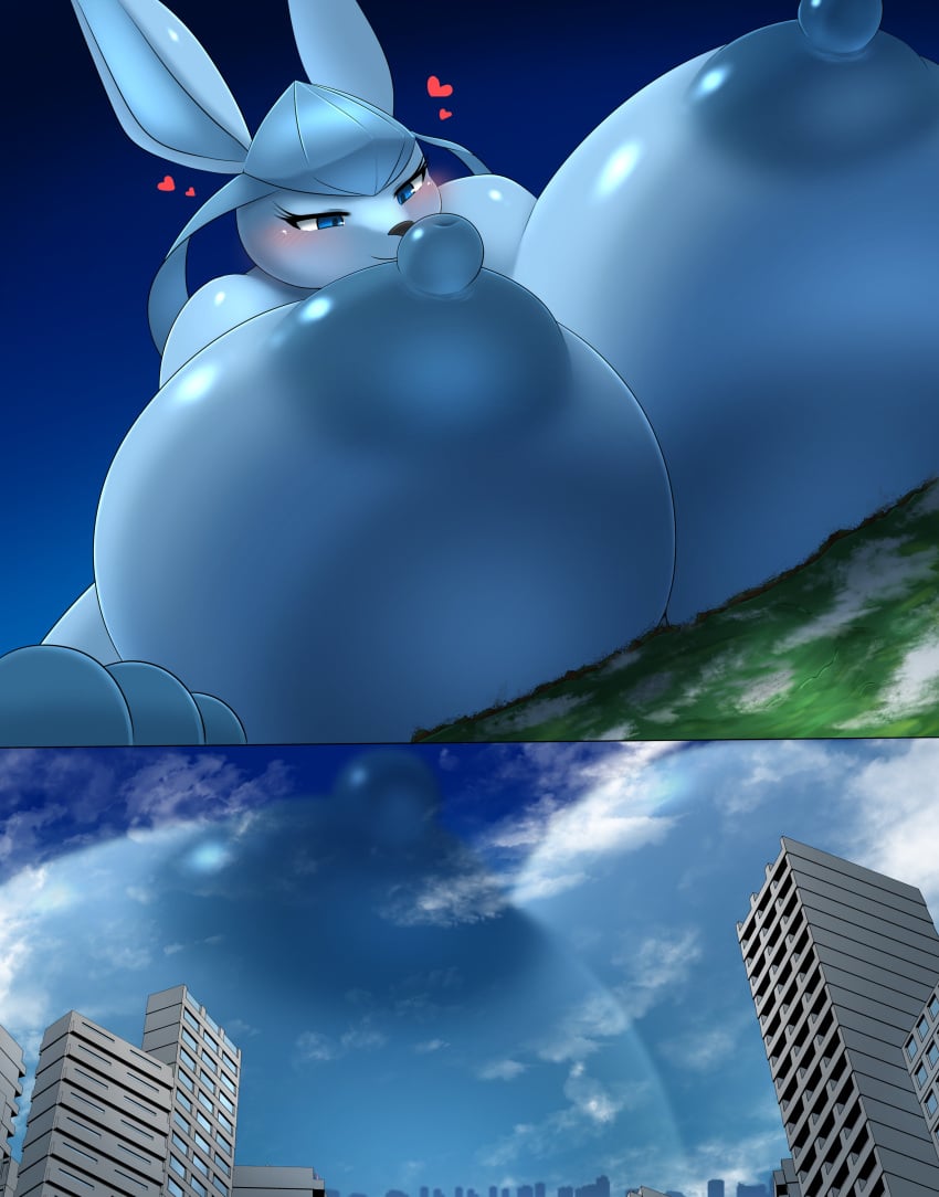 astronomical_breasts blush breasts city eeveelution end_of_the_world erect_nipples galactus game_over giantess glaceon heart horizon hyper hyper_breasts kify marshmallow_hell pokémon_(species) pokemon