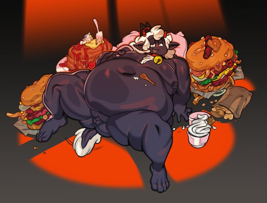 2d absurd_res anthro ass bell_collar belly bhm big_belly big_moobs black_background black_body bodily_fluids bovid burger caprine chest_tuft chips_(food) collar crumbs cult_of_the_lamb digital_media_(artwork) fast_food fat_ass food fork fries fupa fur furry glans hi_res horn huge_belly huge_moobs ice_cream lamb_(cult_of_the_lamb) male male_only mammal micropenis moobs morbidly_obese morbidly_obese_anthro morbidly_obese_male navel nipple_tweak nipples nude obese obese_anthro obese_male on_back open_mouth overweight overweight_anthro overweight_male penis perineum pillar pillow pixel_art puffy_nipples rear_view red_crown_(cult_of_the_lamb) sausage sheep short_tail simple_background slob small_balls small_penis smile solo spoon stone submarine_screw sweat tail tailwag text thick_thighs white_fur white_wrist_wool wide_eyed wool_(fur)