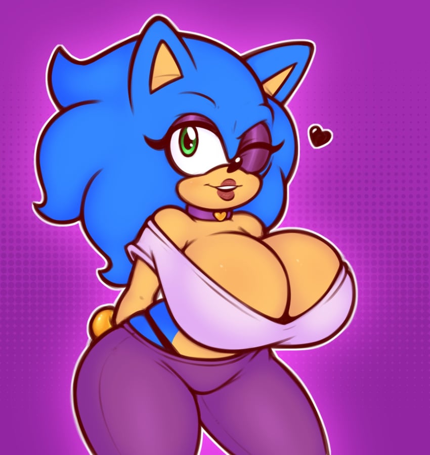 1girls 2d 2d_artwork big_breasts blue_fur breasts breasts_bigger_than_head cleavage cocomaniadx eyelashes eyeshadow female female_focus female_only furry genderswap_(mtf) green_eyes heart huge_breasts large_breasts lipstick one_eye_closed purple_eyeshadow rule_63 sega solo solo_female sonic_(series) sonic_the_hedgehog sonic_the_hedgehog_(series) sonique_the_hedgehog stunnerpony thick thick_ass thick_hips thick_lips thick_thighs thighs