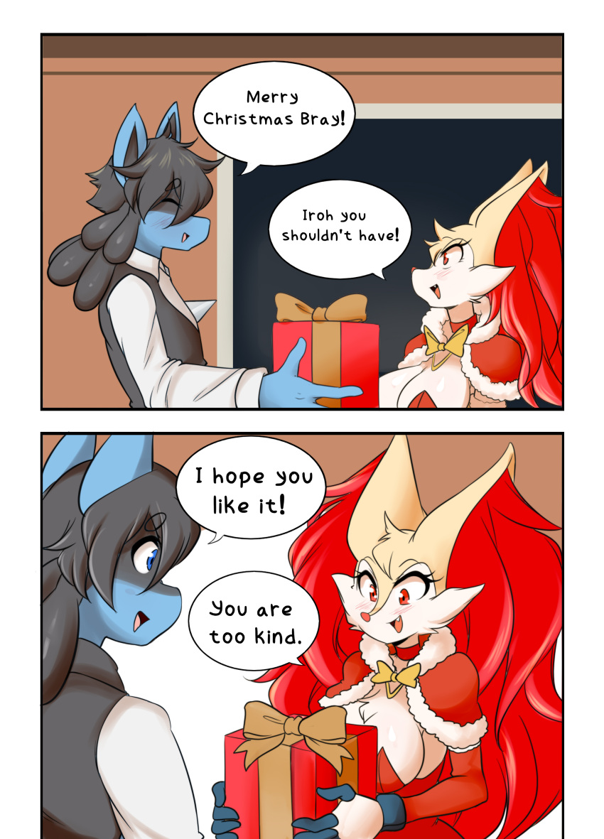 big_breasts braixen bray_(lucyfercomic) breasts female iroh_(irohcards) lucario lucyfercomic nintendo pokemon pokemon_(species) thick_thighs wide_hips