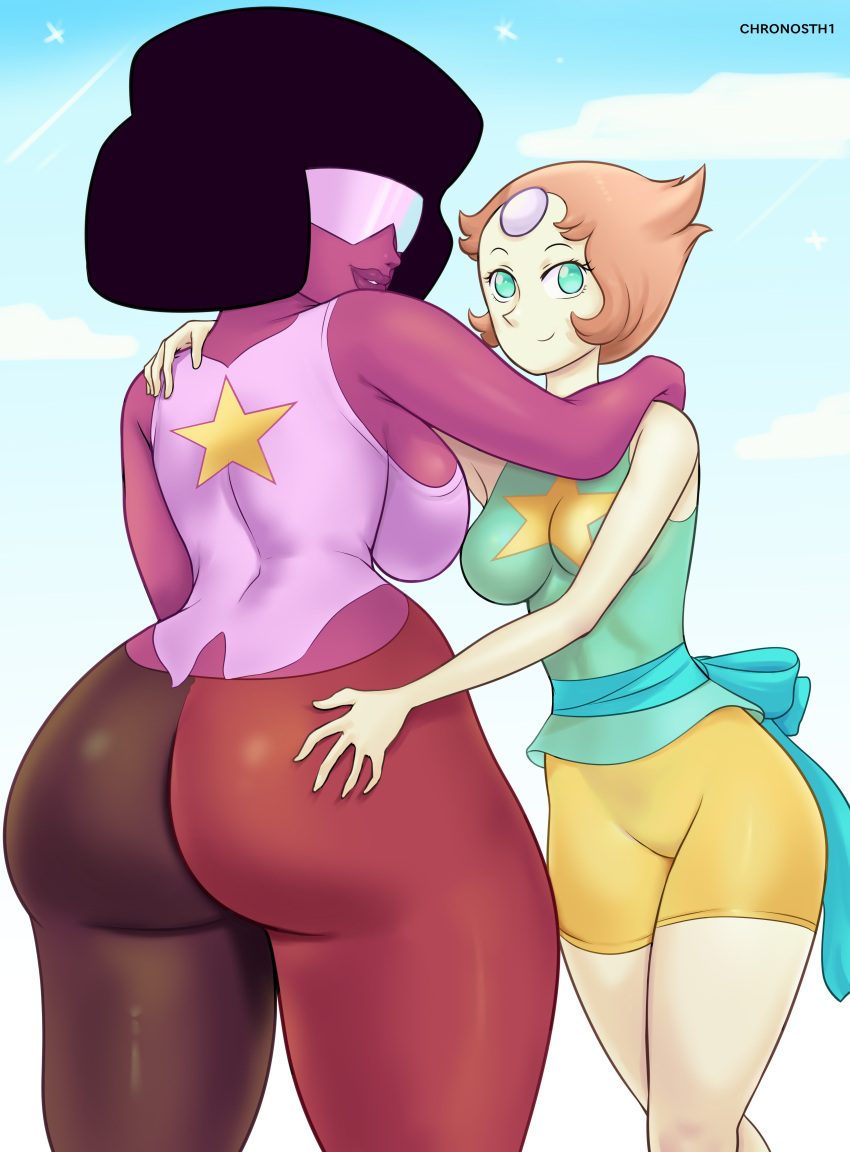 and cartoon_network deviantart fanbox_reward garnet_(steven_universe) gem_(species) gummslime gumroad paid_reward patreon pearl_(steven_universe) steven_universe tagme yellow_shorts