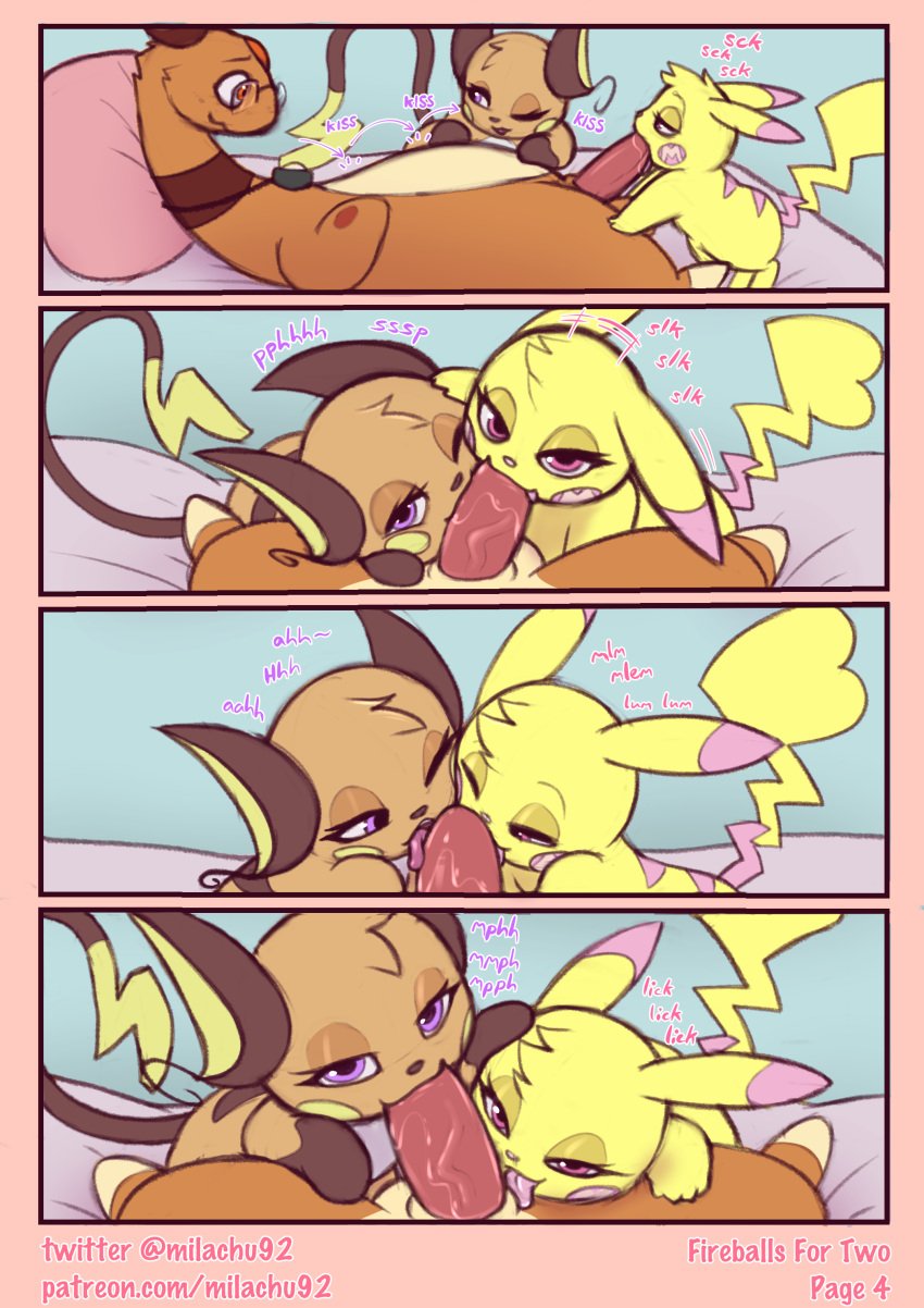 absurd_res ampharos blush comic daughter_(lore) evolutionary_family eyewear fellatio female generation_1_pokemon generation_2_pokemon genitals glasses group group_sex heart hi_res larger_male licking lying male male/female milachu92 mother_(lore) mother_and_child_(lore) mother_and_daughter_(lore) nintendo no_humans on_back oral page_4 page_number parent_(lore) parent_and_child_(lore) parent_and_daughter_(lore) penile penis penis_lick pikachu pillow pokemon pokemon_(species) raichu semi_incest sex size_difference smaller_female threesome tongue tongue_out trio