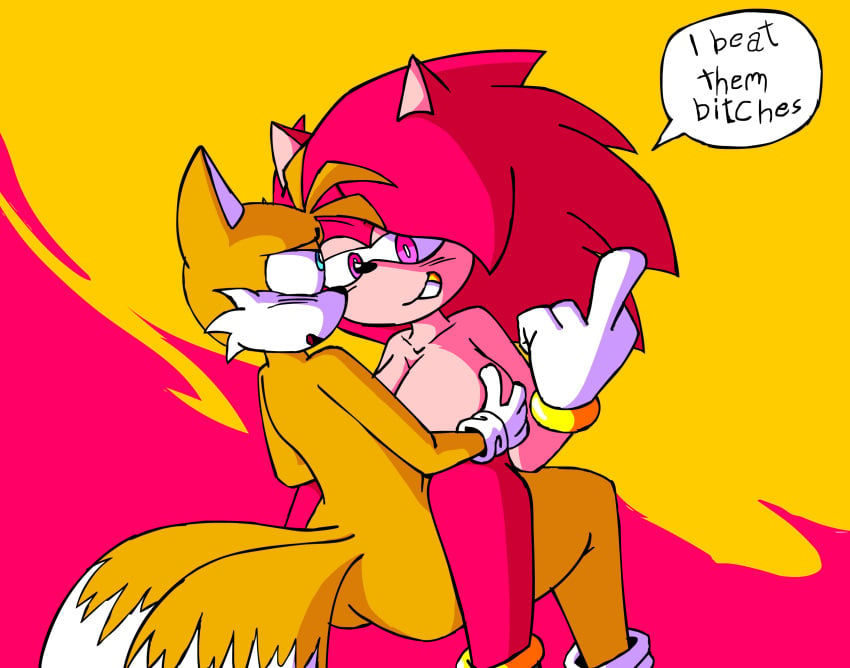 1boy 1boy1girl 1girls bettysantana big_breasts fox oc original_character smile sonic_(series) sonic_the_hedgehog_(comics) sonic_the_hedgehog_(idw) sonic_the_hedgehog_(series) tails tails_the_fox