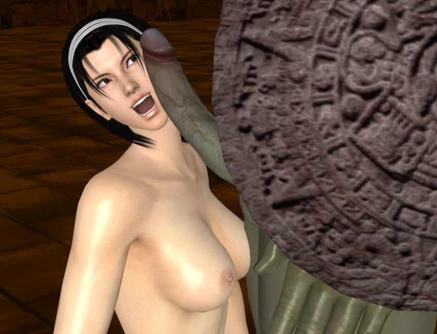 3d 3d_(artwork) ancient_ogre asian_female bandai_namco big_penis black_hair breasts brown_eyes cheating cock cock_on_face dick_on_face green_skin kazama_jun milf namco nipples ogre_(tekken) open_mouth partial_male penis_on_face purrbomb42 smiling smiling_at_another smiling_at_partner teeth_showing tekken tekken_tag_tournament_2 white_headband