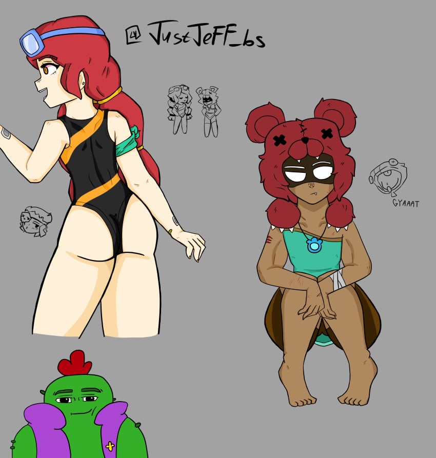 brawl_stars jessie_(brawl_stars) nita_(brawl_stars) summer_jessie_(brawl_stars) swimsuit tagme