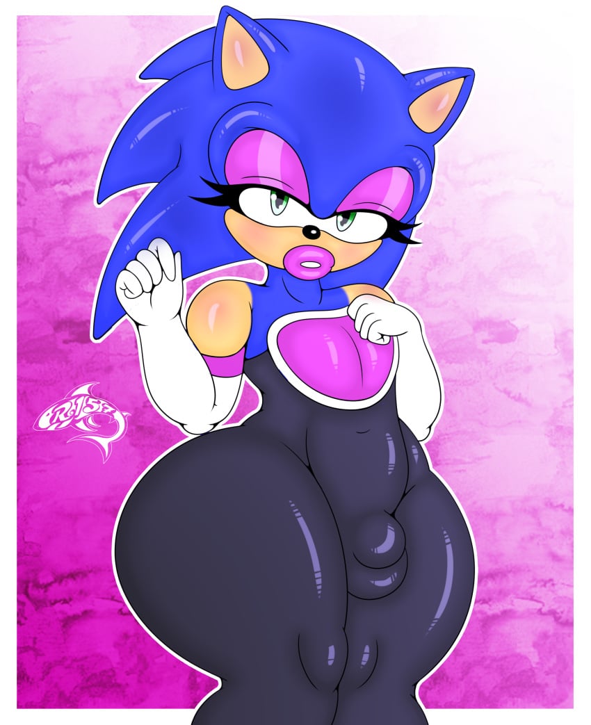 1boy anthro ass big_lips bimbo bimbo_lips blue_fur blue_hair bulge bulge_through_clothing eyelashes femboy furry gloves green_eyes hedgehog hedgehog_humanoid hips large_ass lips long_sleeve_gloves male male_focus male_only purple_eyeshadow renegade-157 rouge_the_bat_(cosplay) sega sonic_(series) sonic_the_hedgehog sonic_the_hedgehog_(series) spandex spandex_suit thick_thighs thighs wide_hips