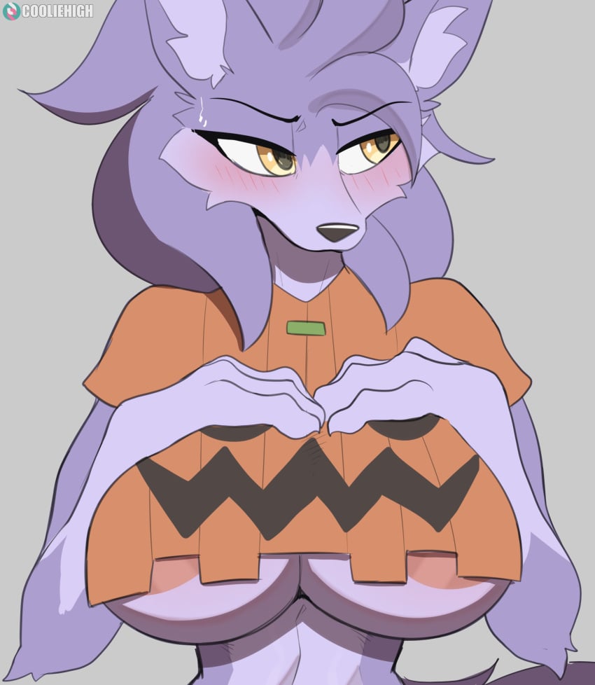 anthro areola_slip areolae areolae_slip big_breasts cooliehigh halloween halloween_costume lucy_(cooliehigh) solo_female