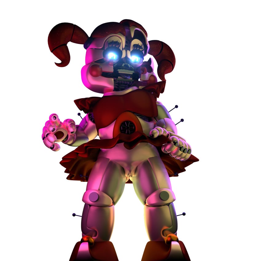 3d 3d_(artwork) animatronic baby_(fnafsl) blender blender_(software) canon_appearance circus_baby circus_baby_(fnaf) circus_baby_(original) female five_nights_at_freddy's five_nights_at_freddy's:_sister_location fnaf full_color no_penetration pussy skirt_lift solo solo_female white_background