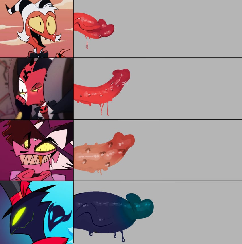 asmodeus_(helluva_boss) blitzo_(helluva_boss) helluva_boss male male_only moxxie_(helluva_boss) penis penis_measuring penis_size_difference striker_(helluva_boss)