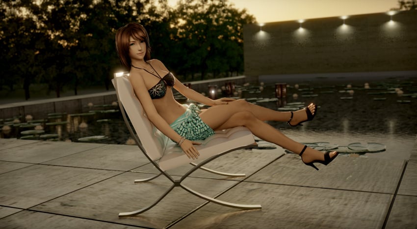 crossed_legs crunchypachy final_fantasy_x high_heels pool swimsuit yuna