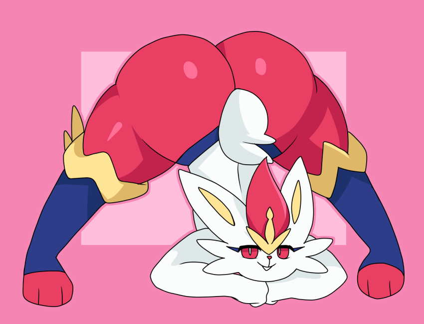 anthro ass big_butt cinderace generation_8_pokemon jack-o'_pose lagomorph leporid male male_only mammal nintendo pokemon pokemon_(species) pose rabbit samirachuni