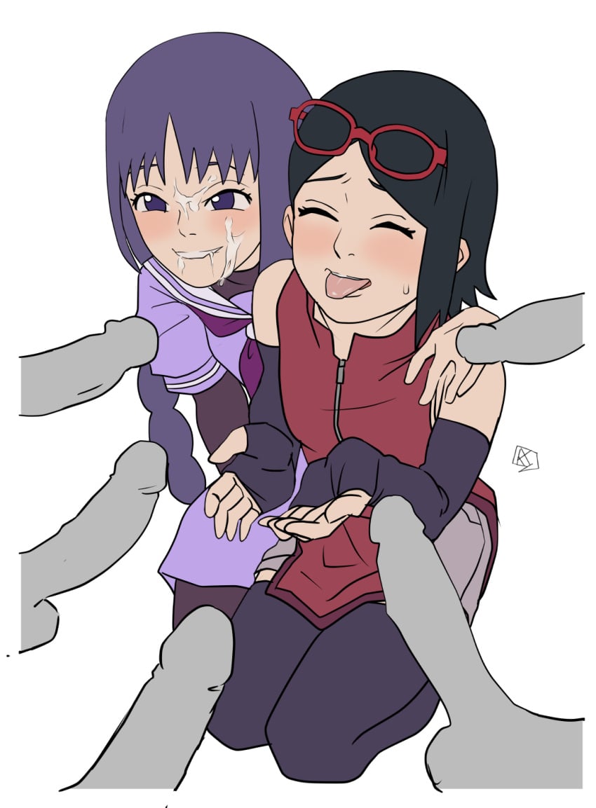 2girls 5boys aldwelter balls bare_shoulders biting_lip black_gloves black_hair blush boruto:_naruto_next_generations braided_hair braided_ponytail bukkake closed_eyes clothed clothed_sex clothing cum_on_face disembodied_penis elbow_gloves erection faceless_male facial female fingerless_gloves flat_chest gangbang glasses glasses_on_head gloves group group_sex hi_res high_resolution highres human kakei_sumire kneeling legwear light-skinned_female light_skin looking_pleasured male medium_hair minishorts multiple_boys multiple_girls naruto naruto_(series) naughty_face on_knees orgy pale-skinned_female pale_skin panties penis petite pleasure_face ponytail purple_eyes purple_hair sarada_uchiha school_uniform schoolgirl shorts shoulder_length_hair shounen_jump sleeveless_shirt small_breasts smile smiling surrounded surrounded_by_penises sweat sweatdrop teamwork teen teenage_girl teenager teeth teeth_showing testicles thighhighs tied_hair tomboy tongue tongue_out twintails uchiha_sarada white_background young