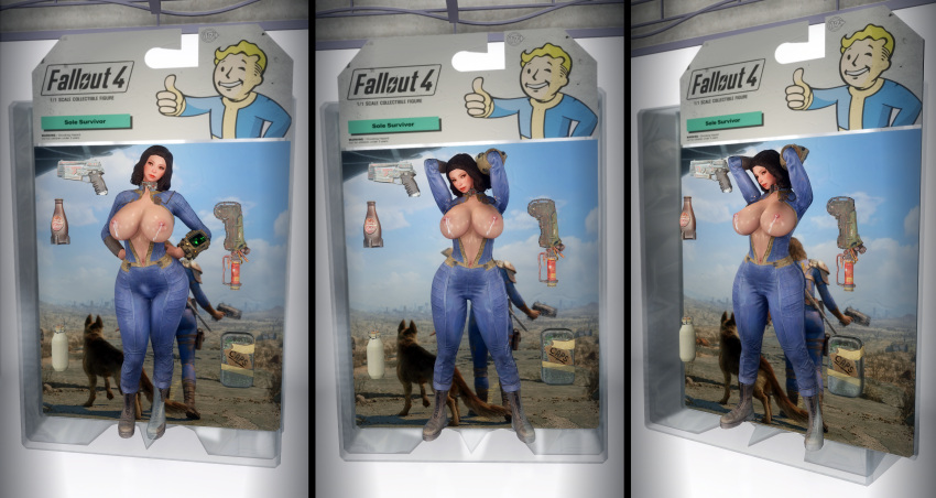 3d action_figure bethesda_softworks blister_pack bodysuit breasts_out_of_clothes emotrashcan fallout in_box nora_(fallout_4) screenshot sole_survivor_(female) vault_dweller vault_suit