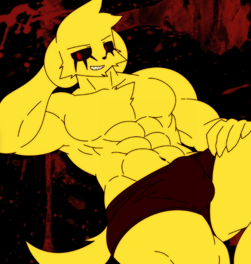 1boy abs anthro bara black_bottomwear black_boxers black_underwear bottomwear boxer_briefs boxers boxers_(clothing) bulge burebure canine los_compas male male_only mammal mcyt mikecrack mikecrack.exe pecs smiling underwear yellow_body yellow_fur youtube youtube_hispanic youtuber