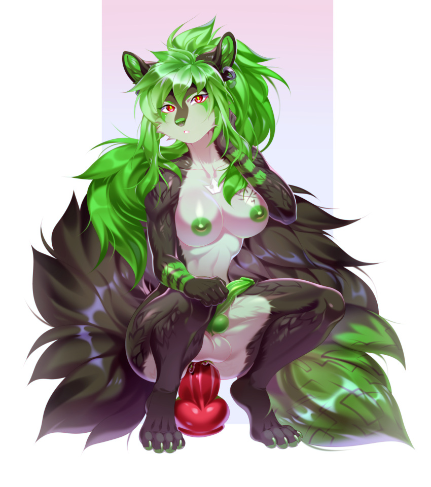 absurd_res anal anal_sex animal_genitalia animal_penis anthro balls breasts canid canine canis dildo dildo_in_ass dildo_insertion dildo_sitting erection fur futa_only futanari genitals green_hair gynomorph hair hi_res humanoid_genitalia humanoid_penis hybrid_genitalia hybrid_penis intersex jewelry knot knotted_dildo knotted_humanoid_penis linkxendo looking_at_viewer mammal masturbation necklace nipples nude penetration penis red_eyes rokito sex_toy sex_toy_in_ass sex_toy_insertion simple_background solo solo_futa toying_self wolf