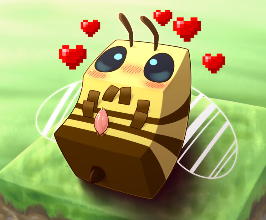 7nulls absurd_res arthropod bee bee_(minecraft) brown_body cute feral genitals heart hi_res hymenopteran insects male male_only microsoft minecraft mojang penis solo video_games xbox_game_studios yellow_body