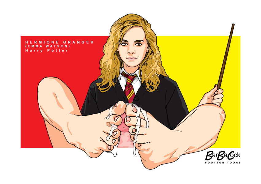 barbacock cum cum_on_feet cum_on_toes feet female foot_fetish footjob harry_potter hermione_granger light_brown_hair penis soles toes