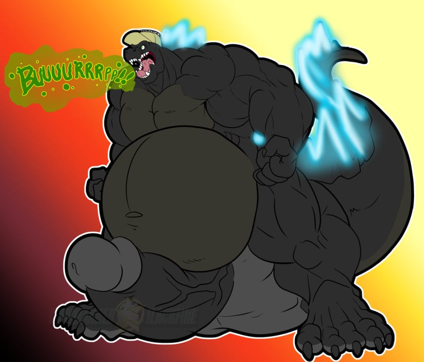 belly big_belly big_penis bloated burping erection genitals huge_cock kaiju male muscular muscular_male penis tankdragon