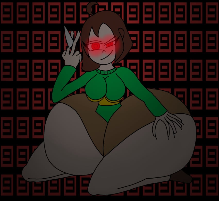 1girls 2d actualbeef ass ass_grab big_ass big_breasts big_butt brown_hair brown_pants chara female female_only gigantic_ass gigantic_butt glowing_eyes glowing_red_eyes grabbing_own_ass green_shirt hand_on_own_ass hand_on_own_thigh huge_ass huge_butt human hyper_ass knife looking_at_viewer red_eyes revealing_clothes shorts sideass smile smiling smiling_at_viewer smirk smirking solo sosargiosam435 tagme theassgod thedumpydrawer threatening tight_clothes toby_fox undertale undertale_(series)