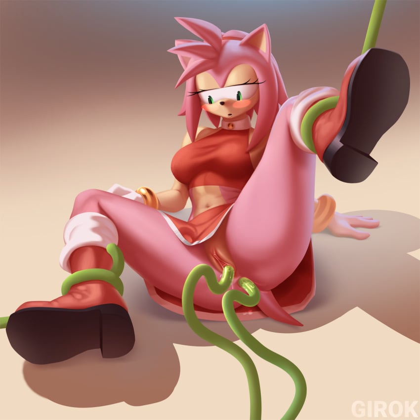 1:1 amy_rose anal anal_sex anthro clothing eulipotyphlan female girok green_eyes hair hedgehog hi_res mammal penetration pink_body pink_hair red_clothing sega solo_focus sonic_(series) sonic_the_hedgehog_(series) tentacle tentacle_in_ass tentacle_penetration tentacle_sex