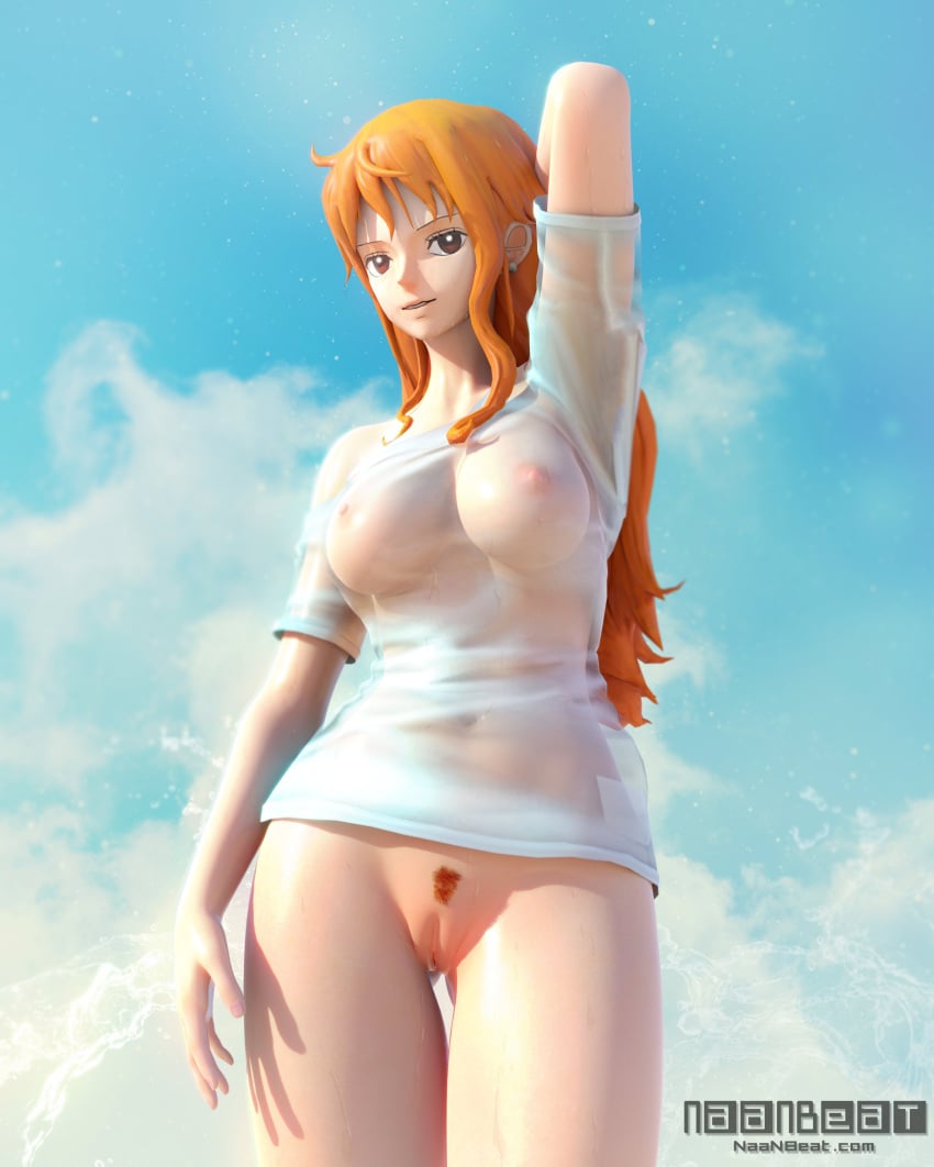 1girls 3d big_breasts female female_focus female_only naanbeat nami one_piece pubic_hair solo straight_hair