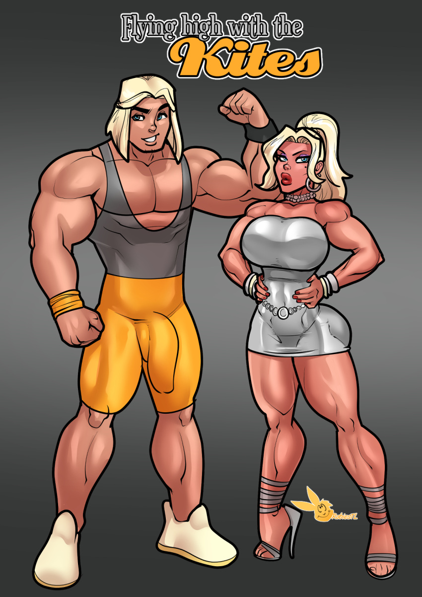 1boy 1girls 2021 big_penis blue_eyes bulge high_heels hoop_earrings kiera_kite magnus_kite mother_and_son muscular muscular_female muscular_male open_toe_shoes penis platinum_blonde_hair ponytail rabies-t-lagomorph sizeland slutwr1ter stiletto_heels tight_clothing very_high_heels