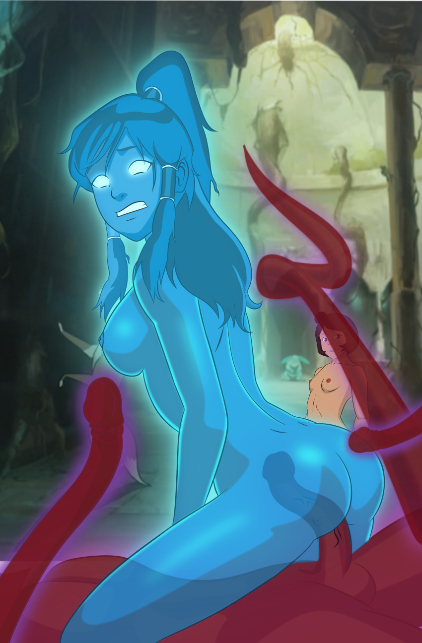 1boy 1boy1girl 1girls avatar_legends cowgirl_position disembodied_soul eye_of_the_beholder female flat_chest girl_on_top jinora korra male male/female medium_breasts see-through_body sex smooth_skin soul soul_sex spirit spirit_(avatar) tentacle tentacle_sex the_avatar the_legend_of_korra translucent_body vaatu vaginal vaginal_penetration watching water_tribe