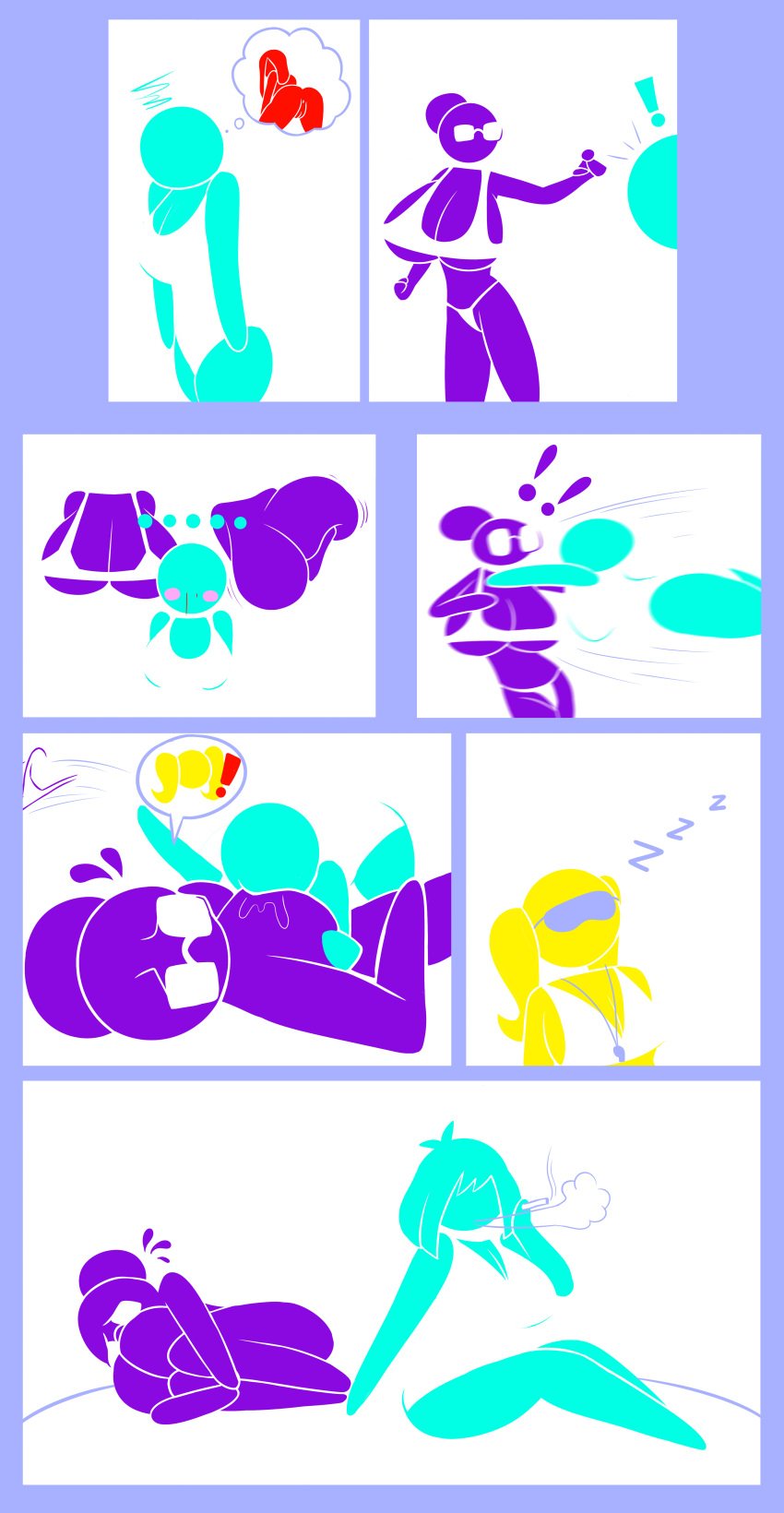 2girls big_breasts breast_sucking breasts cyan_(harvestman) harvestman_here multiple_girls pictogirls_(harvestman) pictogram purple_(harvestman) red_(harvestman) sucking_nipples yellow_(harvestman) yuri