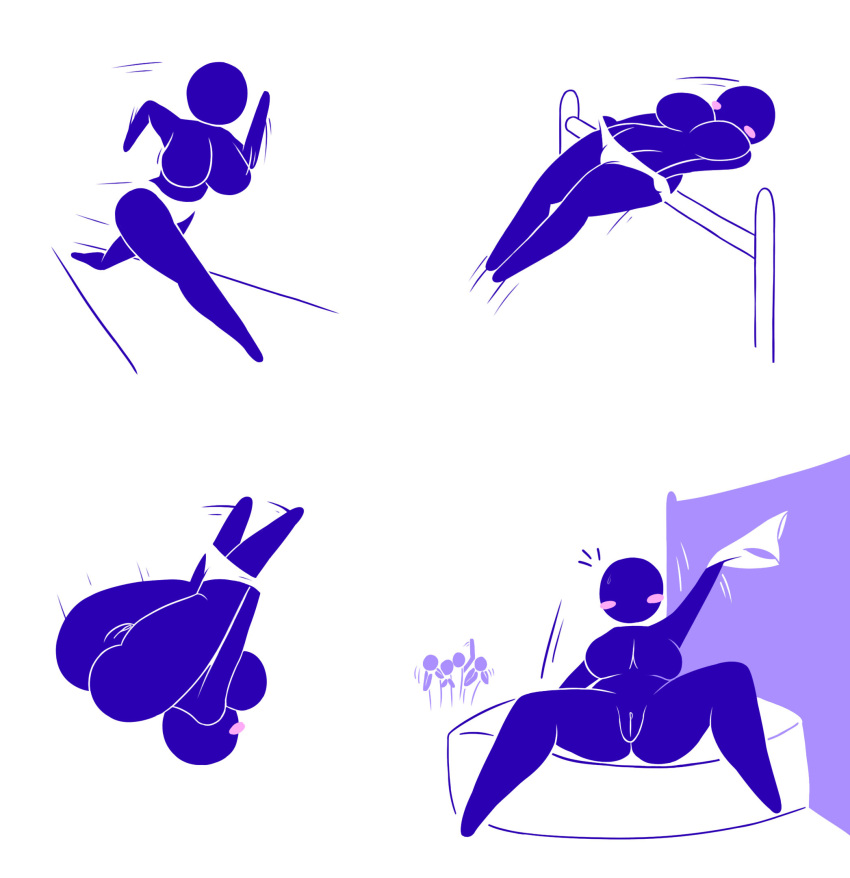 1girls 4boys big_ass big_breasts blue_(harvestman) blush_stickers cleft_of_venus curvy_female faceless_female harvestman_here panties pictogirls_(harvestman) pictogram pussy simple_background spread_legs stripping thick_thighs topless undressing white_background