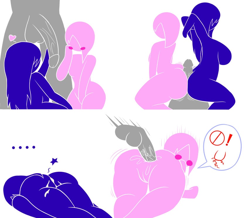 2girls after_sex aftersex anal blue_(harvestman) blush buttjob cum cum_in_ass cum_inside cum_on_ass cum_on_thighs defeat defeated harvestman_here multiple_girls pictogirls_(harvestman) pictogram pink_(harvestman) unconscious