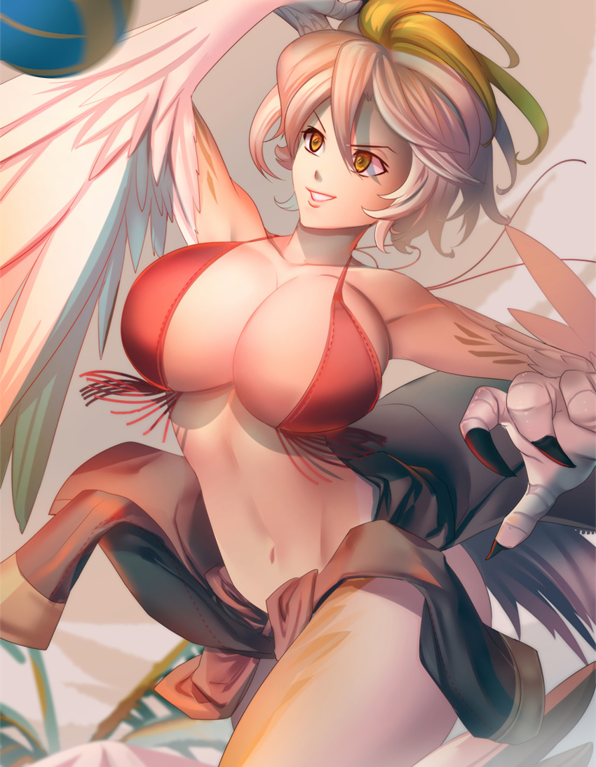 1girls bakki big_breasts bikini claws enormous_breasts harpy harpy_girl huge_breasts tagme wings