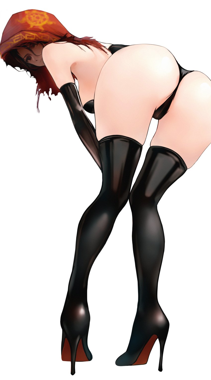 bent_over big_ass black_gloves black_legwear black_panties black_thigh_boots black_thighhighs boots cl_(summer_sama) dark_souls dark_souls_2 desert_sorceress elbow_gloves female female_only fromsoftware full_body gloves high_heel_boots high_heels hood looking_at_viewer looking_back panties presenting presenting_hindquarters solo standing thigh_boots thighhighs zettai_ryouiki