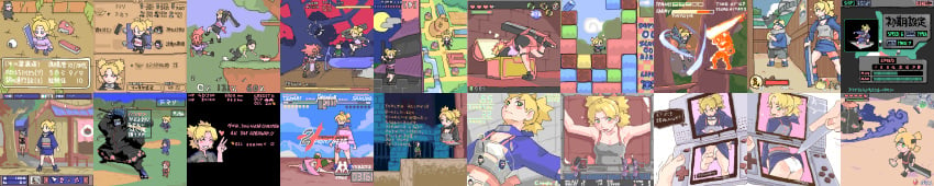 akimichi_chouji blonde_hair collage doki_doki_majo_shinpan engrish fake_screenshot gaara highres hoshigaki_kisame kankuro long_image mr._driller nara_shikamaru naruto naruto_(classic) nintendo nintendo_ds oekaki panties parody ranguage saga sakura_haruno sasori second_stage_curse_mark skirt_lift super_smash_bros. sword tayuya temari tenchu teriyaki the_legend_of_zelda translation_request underwear v weapon white_panties wide_image