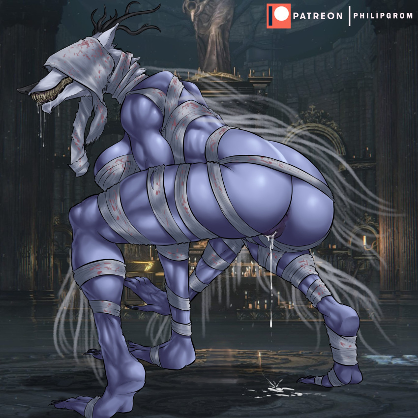 1girls anthro antlers anus ass background bandages beast_(bloodborne) big_ass big_breasts big_butt bloodborne breasts busty butt color colored crouching cum cum_drip cum_in_pussy drooling female female_focus female_only fromsoftware functionally_nude fur furry hair hips horns hourglass_figure large_breasts leaking_cum long_hair mostly_nude muscular muscular_female naked nude nude_female nudity philipgrom plump_labia pussy rear_view saliva solo solo_female tagme teeth thick_thighs thighs vagina vicar_amelia watermark wide_hips