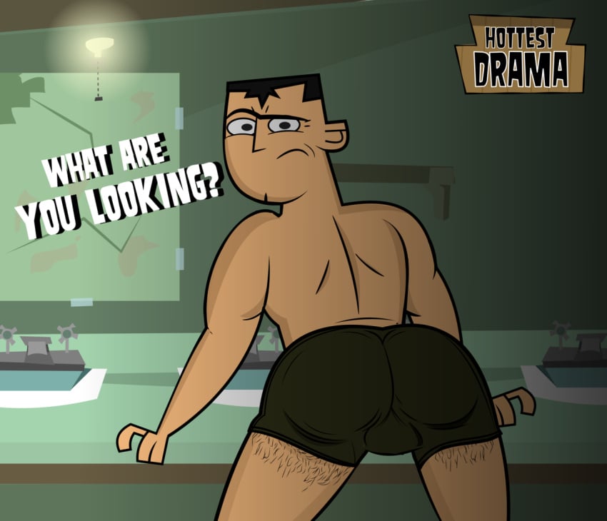 1boy 2018 ass ass_focus balls_outline balls_under_clothes black_boxers black_underwear boxers boxers_(clothing) brick_(tdi) from_behind hottest_drama male_only solo total_drama:_revenge_of_the_island total_drama_island underwear