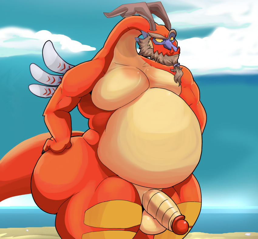 anthro balls beard belly big_belly cloud dragon facial_hair genitals long_beard male mature_male mc_morrales nintendo nude overweight penis scalie solo the_legend_of_zelda the_wind_waker valoo video_games wind_waker wings