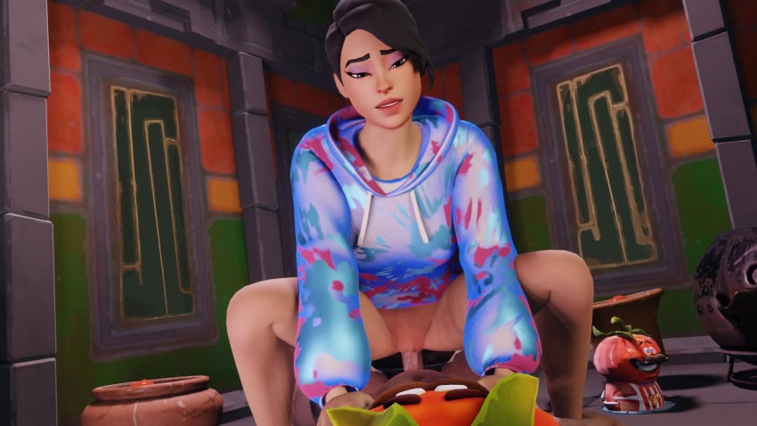 1girls 3d 3d_(artwork) arm_support asian bedroom_eyes bottomless bottomless_female color_crush_(fortnite) completely_nude completely_nude_female cowgirl_position eyeshadow female female_on_top fortnite fortnite:_battle_royale girl_on_top hood_down hoodie looking_at_partner makeup muyuma nude nude_female parted_lips partially_clothed partially_clothed_female penis pussy riding sex short_hair squatting sweater sweater_only tomato tomatohead topwear topwear_only vaginal_penetration