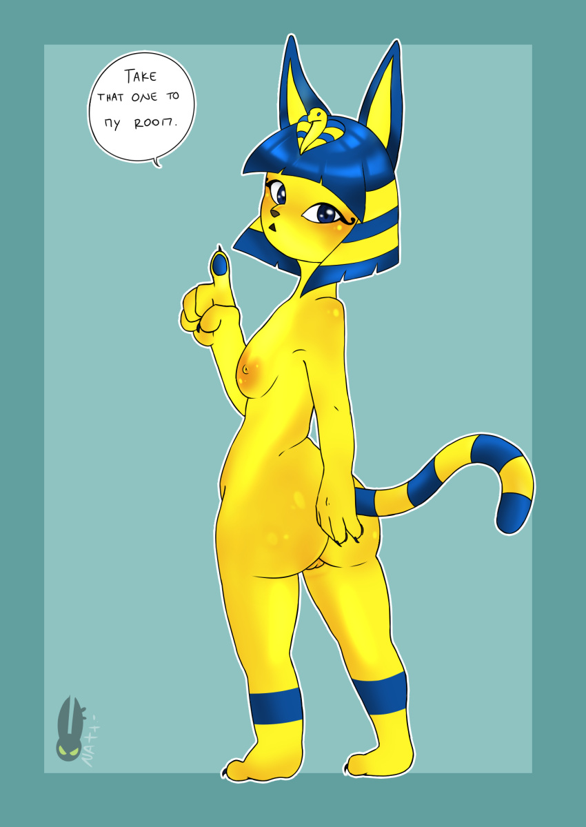 animal_crossing ankha ankha_(animal_crossing) anthro ass big_butt breasts felid female hi_res mammal natt333 nintendo simple_background solo video_games