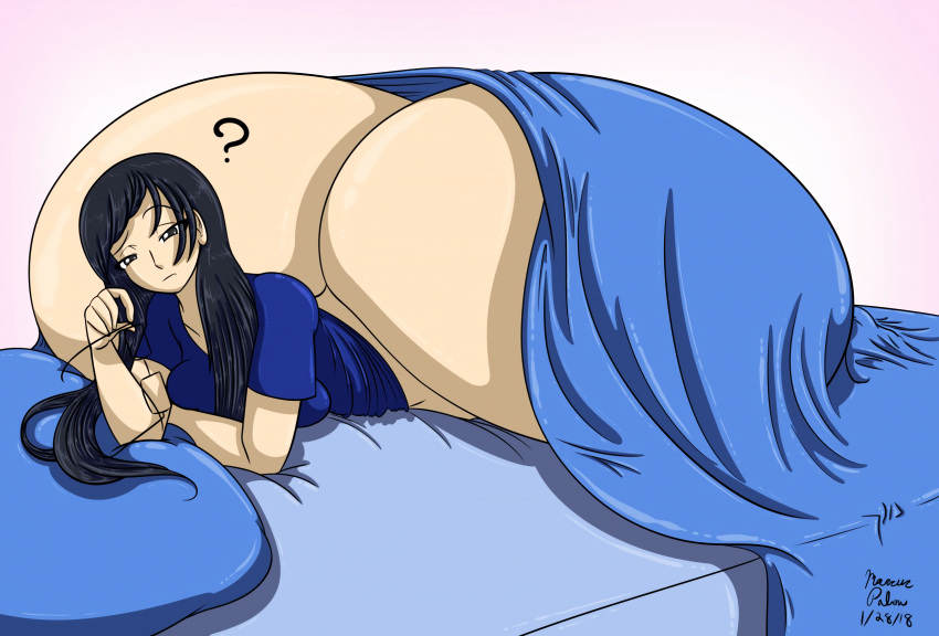 1girls ? anubis2pabon288 ass_bigger_than_body ass_bigger_than_breasts ass_bigger_than_head ass_body bed big_breasts black_eyes black_hair blanket blue_blanket blue_pillow blue_shirt colossal_ass enormous_ass fat_ass female female_only giant_ass gigantic_ass glasses growth_academy holding_glasses holding_object huge_ass hyper hyper_ass immobile long_hair lying lying_on_bed massive_ass meat_wall_(body_type) on_bed pillow shiori_matsumoto shirt solo source