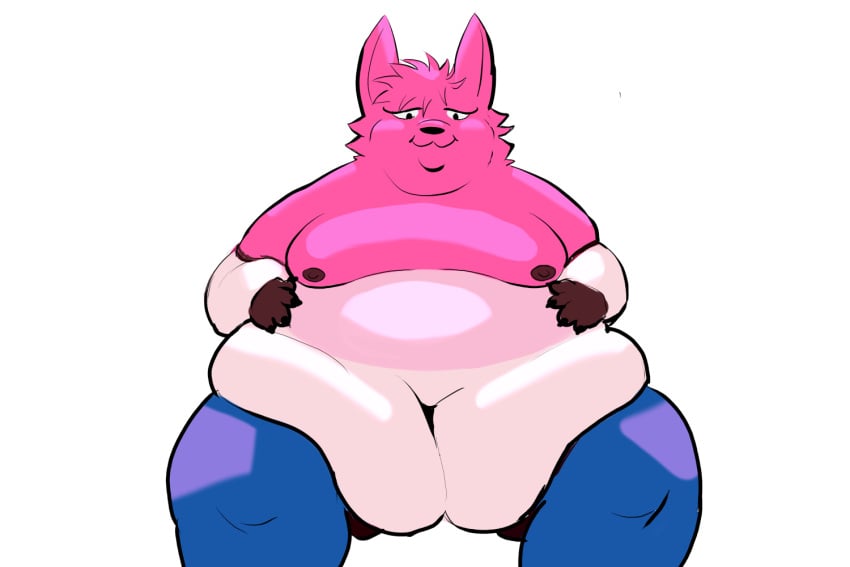 big_belly furry male male_only obese_anthro obese_male overweight overweight_anthro overweight_male pink_hair thick_thighs