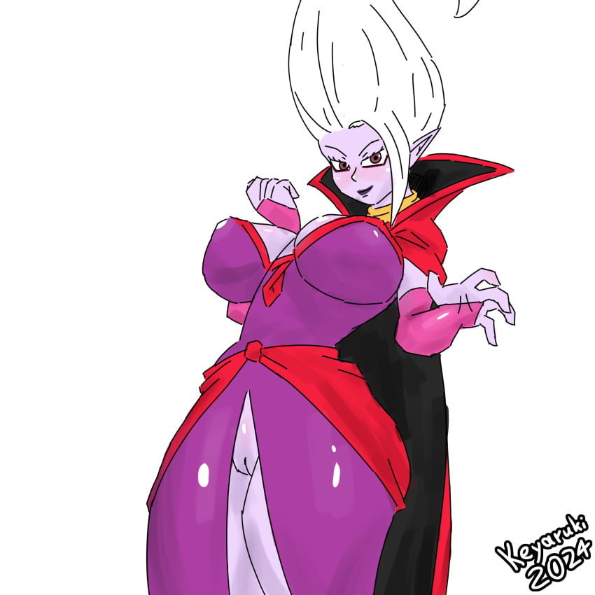 1female 1girls 2d 2d_(artwork) ass big_ass big_breasts big_hips big_thighs boobs_bigger_than_head breasts dr._arinsu dragon_ball dragon_ball_daima dragon_ball_super dragon_ball_z dress female female female_focus female_only flat_colors gigantic_breasts hips keyaruki massive_breasts pussy_peek shiny_skin signature simple_background simple_coloring solo solo_focus standing thick_thighs thighs twitter_link unrealistic_proportions voluptuous voluptuous_female white_hair